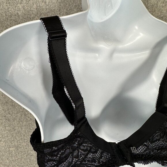 Simone Perele 34F Bra Underwired Black Smooth Floral Mesh Bow Adjustable Straps - Picture 10 of 16